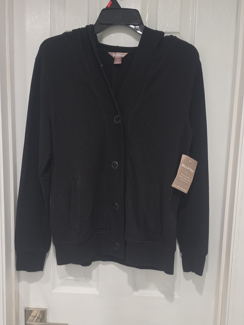 White Stag Black Hooded Button-Up Bomber Jacket